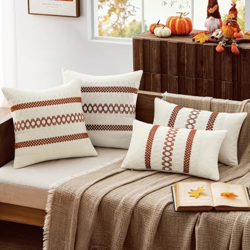 MIULEE Set of 2 Fall Burnt Orange Decorative Pillow Covers 18x18 - Image 2