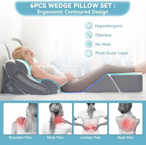 Kingfun 6PCS Orthopedic Bed Wedge Pillow Set - Image 4