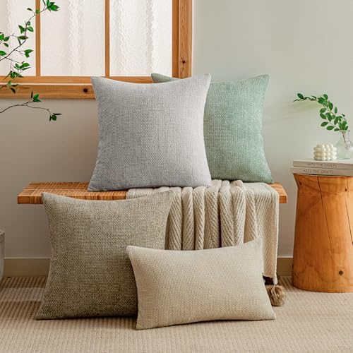 a moment Light Grey Chenille Throw Pillow Covers 12x20 Inch Pack of 2 Modern - Image 6