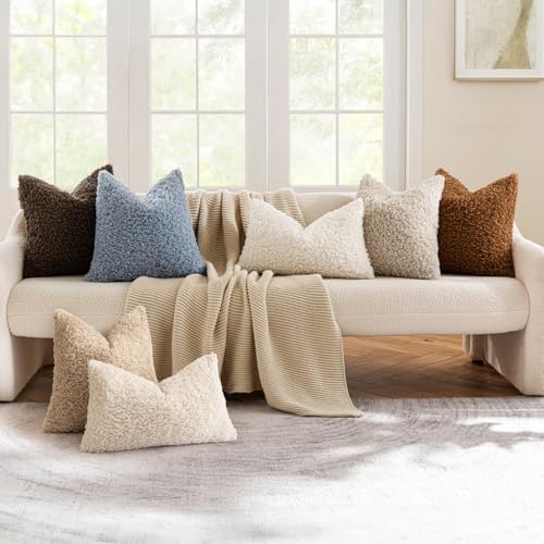 MIULEE Decorative Faux Fur Pillow Covers Sherpa 18x18 Rust - Image 4
