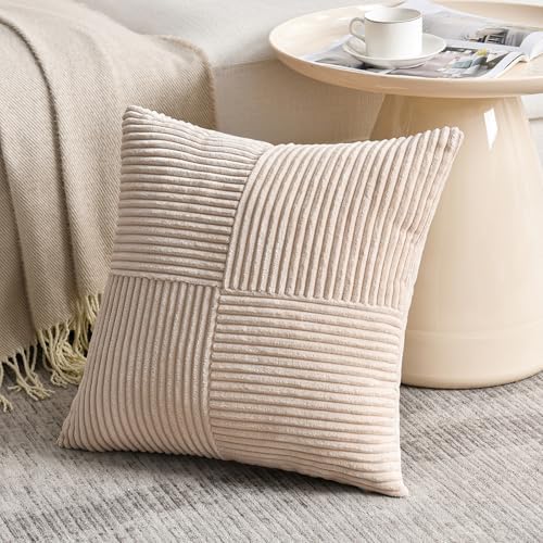 Fancy Homi 2 Packs Tan Euro Decorative Throw Pillow Covers 28x28 Inch - Image 2