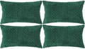 Set of 4 Dark Green Decorative Throw Pillow Covers 12x20 Inch Corduroy Pillow by Cozoomy