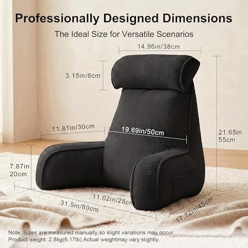 Corduroy Reading Pillow for Sitting Up in Bed, Bed Rest Backrest Pillow - Image 4