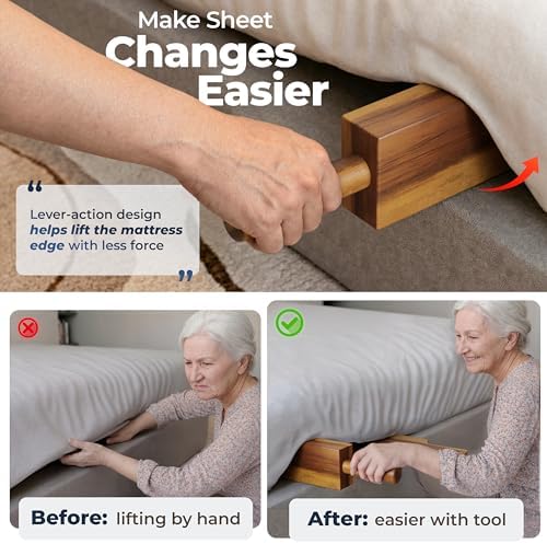 Acacia Wood Mattress Lifter & Bed Sheet Tucker Tool Set - Image 5