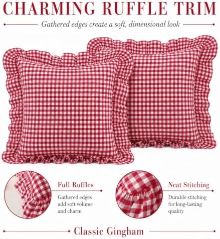 2 Pack 20x20 Red Checkered Throw Pillow Covers - Image 5