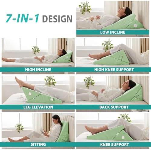 Bedluxe Wedge Pillow for Sleeping, Adjustable 9&12 Inch Foldable Bed Wedge - Image 2