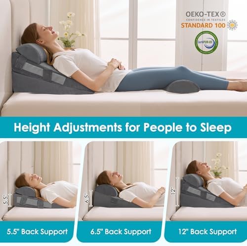 4Pcs Wedge Pillow Set for After Surgery, Acid Reflux Relief, Adjustable Bed - Image 6