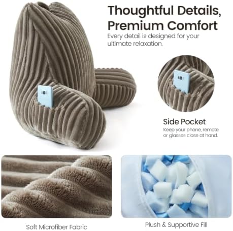 Reading Pillow for Sitting up in Bed, Adjustable Memory Foam Bed Rest Pillow - Image 4