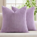 Mecatny Corduroy Decorative Throw Pillow Covers 26x26 Set of 2 Lilac by Mecatny