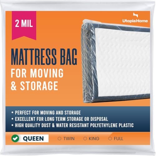 Queen Mattress Bag for Moving, Storage & Disposal, 2 Mil Thick by UTOPIAHOME