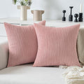 MIULEE Euro Corduroy Throw Pillow Covers Set of 2 24x24 Blush Pink by MIULEE