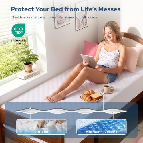 BEDLORE 2 Pack Waterproof Mattress Protector, Twin XL Size Mattress Pad - Image 3
