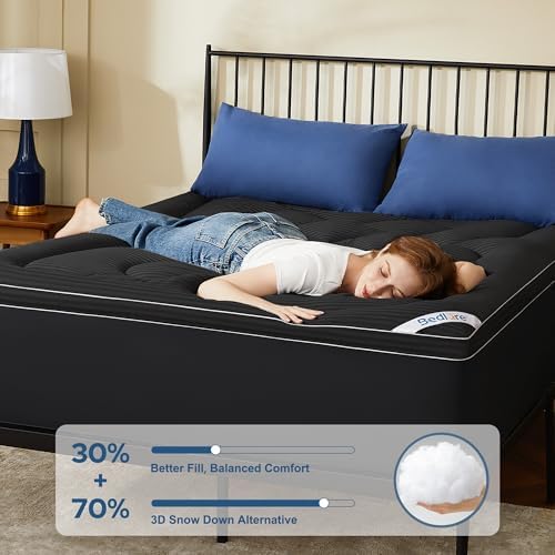 BEDLORE Queen Mattress Topper, Thick Pillow Top Bed Cover Soft Mattress Pad - Image 2