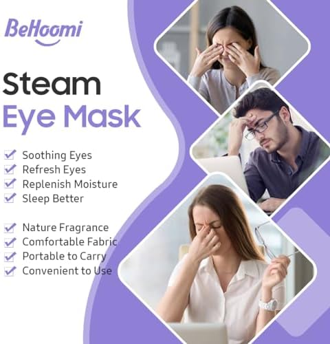BeHoomi Steam Eye Mask, Self Heating Disposable SPA Warm Compress - Image 3