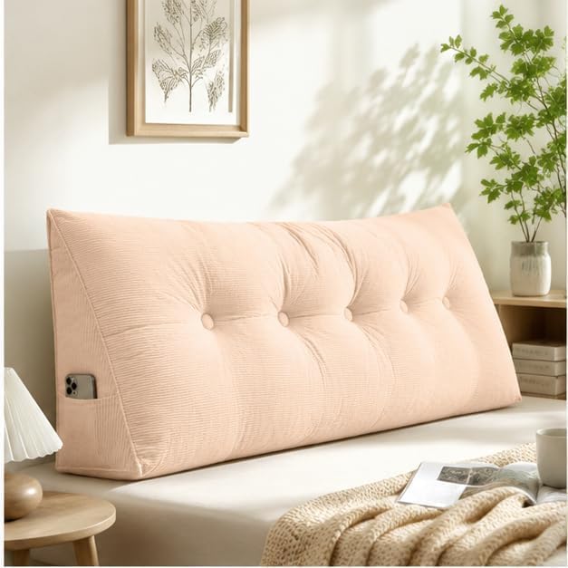 Dorm Bed Wedge Headboard Pillow Back Support Cushion，Coffee：47.24x15.75in by Unknown