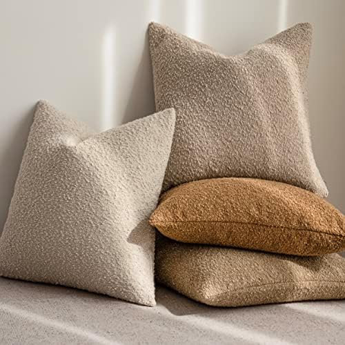 Foindtower Textured Boucle Lumbar Throw Pillow Covers 12x20 Rust Tobacco - Image 6