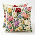 2D Flat Tulip Daisy Floral Bouquet Linen Throw Pillow Covers 18x18 Set of 2 by Unknown