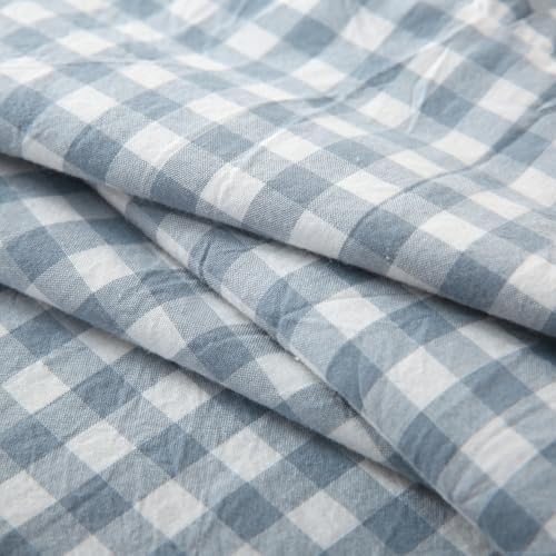 Mywinlle Blue Gingham Ruffle Pillow Covers Queen Size Set of 2 - Image 4