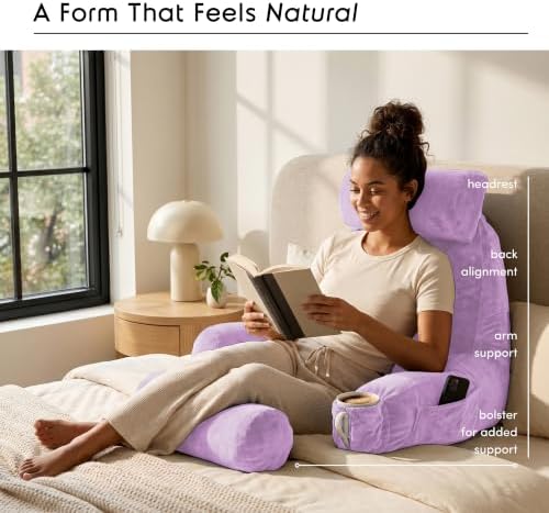 Nestl Reading Pillow with Shredded Memory Foam Includes 2 Neck and Lumber - Image 2