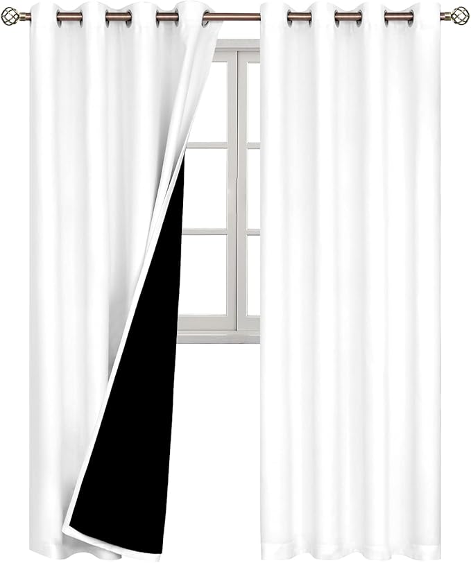 BGment White Blackout Curtains 95 Inches Long 2 Panels Set for Living Room, Thermal Insulated 95 Length Curtains & Drapes, Grommet 100% Black Out Soundproof Curtains for Bedroom Window, Each 52 Wide
