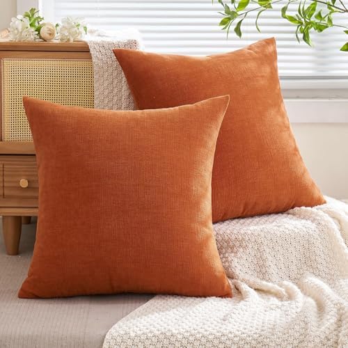 MIULEE Fall Orange Chenille Couch Throw Pillow Covers - Image 4