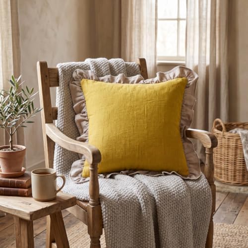 patdrea Vintage Yellow Linen Throw Pillow Covers - Image 7