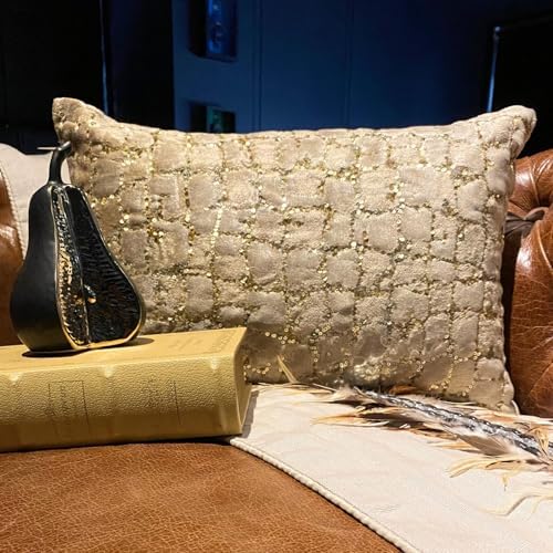 The HomeCentric Gold 12"x18" Lumbar Pillow Cover, Velvet Sequins & Animal - Image 6