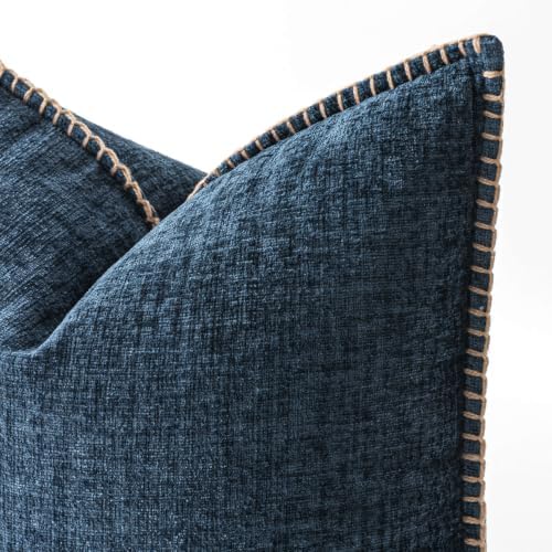 MIULEE Decorative Couch Throw Pillow Covers 16x16 Inch Dark Blue 2 Pack - Image 2