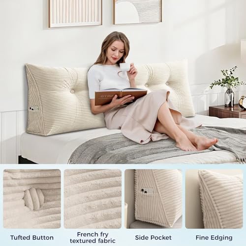 Corduroy Wedge Pillow Triangular Headboard Backrest Positioning Support Bed - Image 4