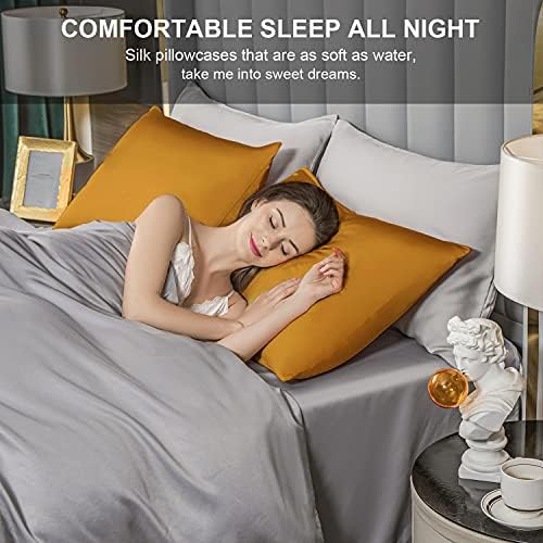 Mulberry Silk Pillowcase for Hair and Skin, Queen Size Cooling Silk Pillow Case - Image 4