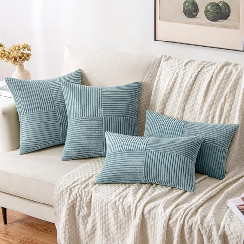 MIULEE Slate Blue Decorative Lumbar Throw Pillow Covers 12x20 Inch 2 Pack - Image 4