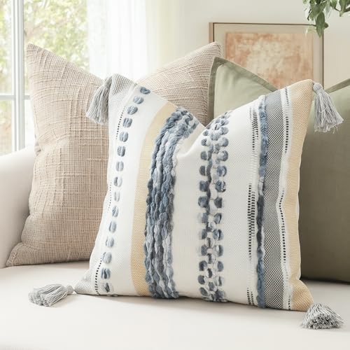 PANOD Chenille Farmhouse Throw Pillow Covers 16 x 16 Grey, Neutral Boucle Couch - Image 5