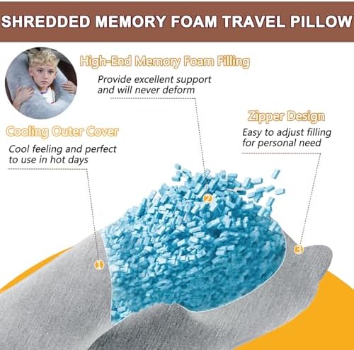 1 MIDDLE ONE Car Pillow for Kids, Memory Foam Cooling Travel Pillow for Car and - Image 3