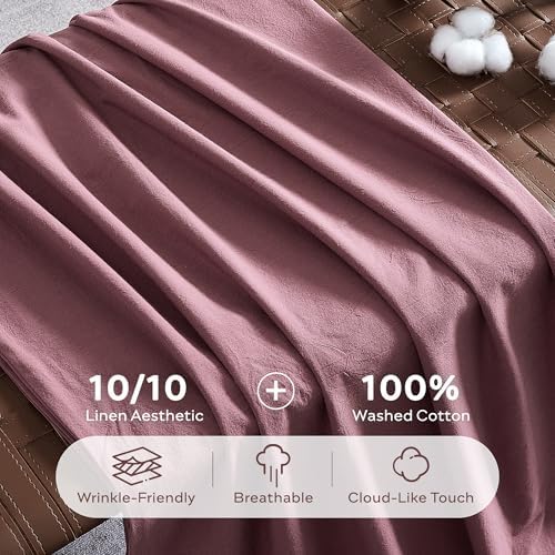 JELLYMONI 100% Washed Cotton Pillowcases, Envelope Closure 2-Pack - Image 4