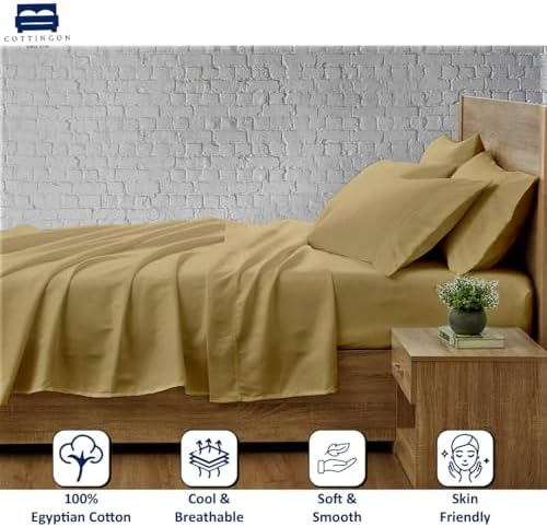 Cottingon 4 Piece Short Queen Sheets, Egyptian Cotton - Image 7