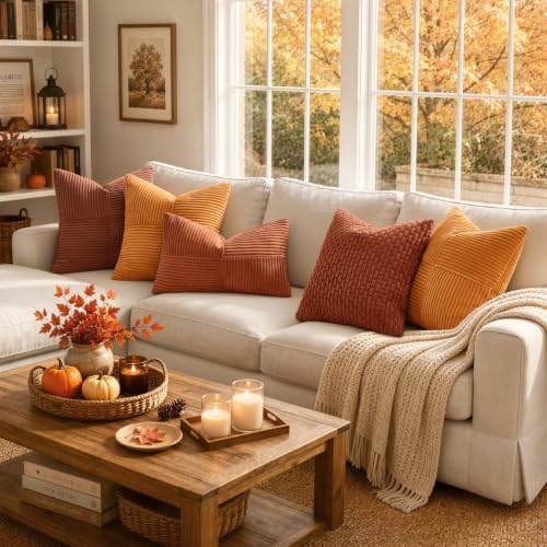 MIULEE Fall Burnt Orange Decorative Lumbar Throw Pillow Covers 12x20 Inch - Image 6