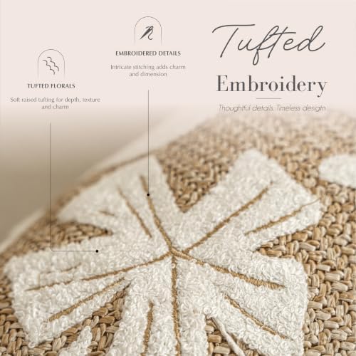 BlissBlush Lumbar Pillow Cover 12x20 Inch Indoor Outdoor, Jute Inspired Floral - Image 4