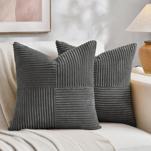 Fancy Homi 2 Packs Dark Gray Samll Decorative Throw Pillow Covers 12x12 Inch by Fancy+Homi