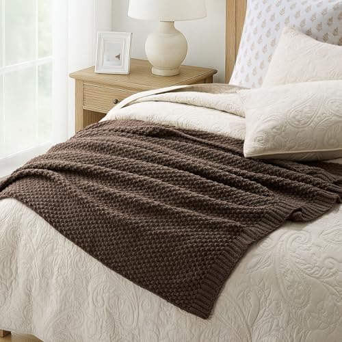 EVERGRACEHOME Chunky Chenille Knit Throw Blanket, 50 x 60, Cocoa Brown - Image 5