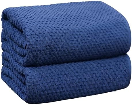 COTTON CRAFT Euro Spa Waffle Weave Bath Sheets - Set of 2 Blue Towel Sheets by COTTONCRAFT