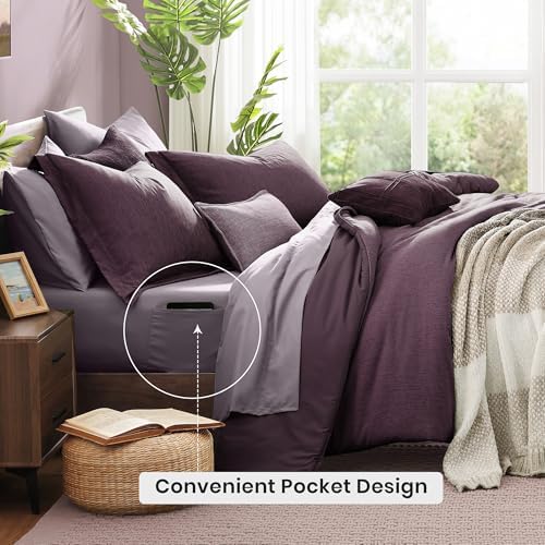 Monbix Full Size Comforter Set 7 Pieces Italian Plum Bed in a Bag - Image 4