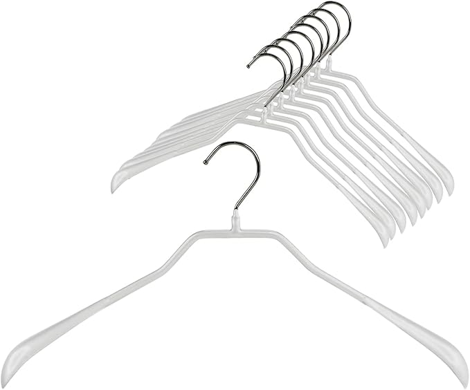 Mawa by Reston Lloyd, Non-Slip Steel Suit/Jacket Hanger, Wide Supportive Sholders with Rotating Hook, White, Set of 150
