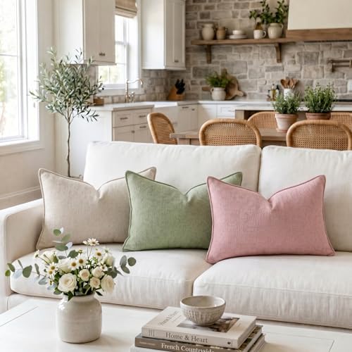 Fancy Homi Set of 2 Pink 16x24 Inch Soft Chenille Decorative Throw Pillow Covers - Image 2
