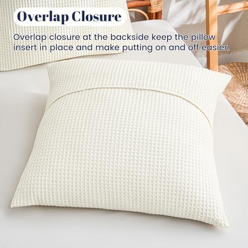 PHF Cotton Waffle Euro Shams 26" x 26", No Insert - Image 5