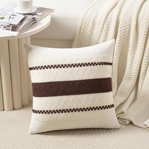 Fancy Homi Set of 2 Boho Brown Euro Decorative Throw Pillow Cover 26x26 Inch - Image 2