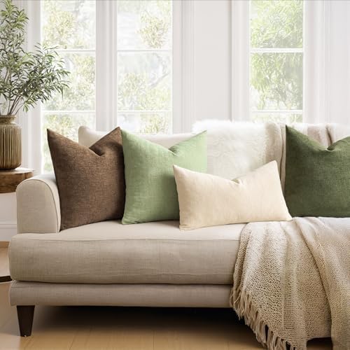 MIULEE Sage Green Chenille Couch Throw Pillow Covers - Image 3