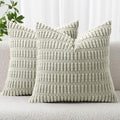 MIULEE Corduroy Decorative Throw Pillow Covers 16x16 Light Green Pack of 2 by MIULEE