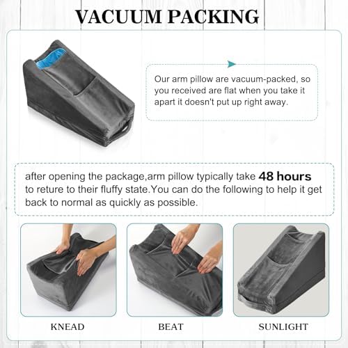 Buryeah Dark Gray Arm Elevation Pillow 2 Pocket, Plush Material - Image 2