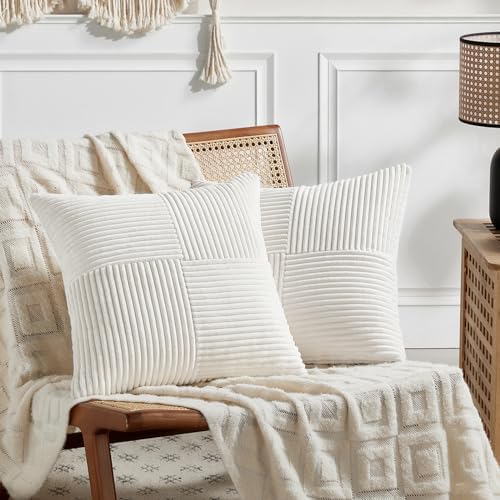 Fancy Homi 2 Packs Cream White Decorative Throw Pillow Covers 16x16 Inch by Fancy+Homi