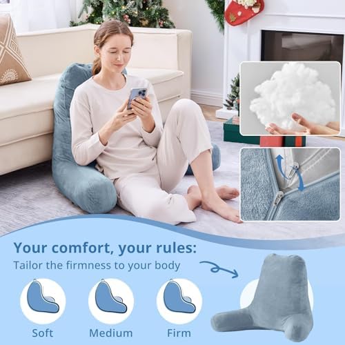 Sasttie Reading Pillow for Bed, Back Pillow for Sitting Up - Image 3